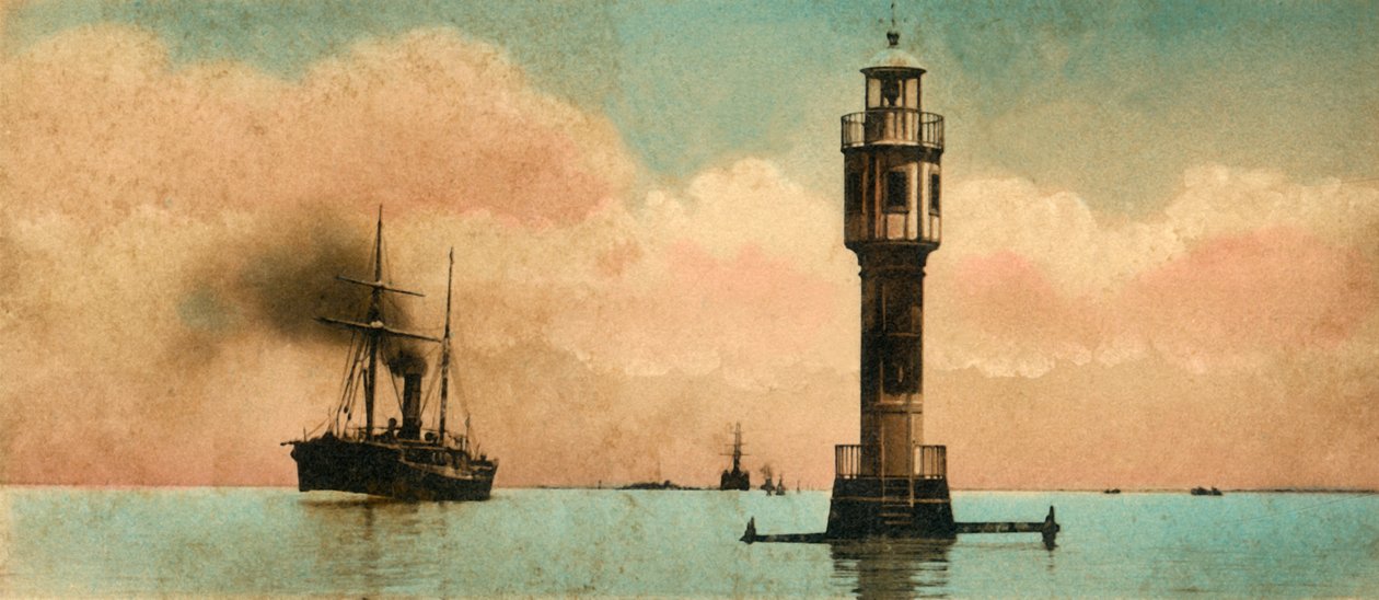 Kanaal van Suez. De bittere meren - De noordelijke vuurtoren, ca. 1918-1939 door Unbekannt