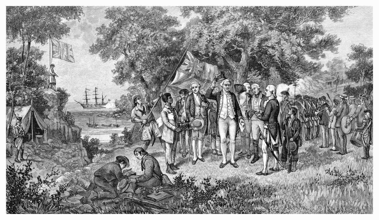 Kapitein Cook claimt Botany Bay, Nieuw-Zuid-Wales, Australië, 1770 door Unbekannt