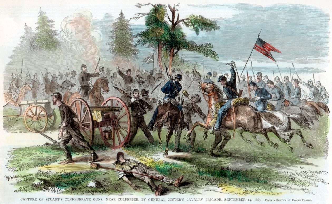 Verovering van Zuidelijke kanonnen, nabij Culpeper, Virginia, Amerikaanse Burgeroorlog, 14 september 1863 door Unbekannt