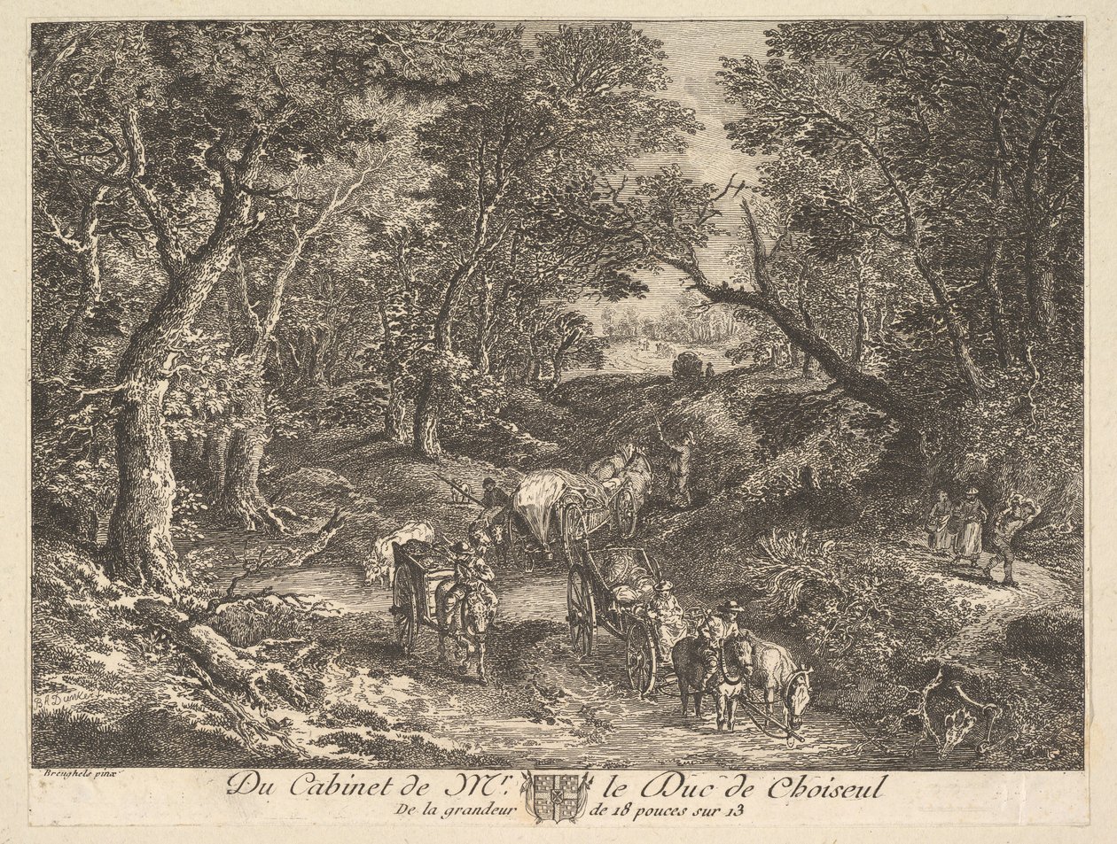 Karren op een Pad door het Bos na een schilderij in de collectie van de Hertog van Choiseul door Unbekannt