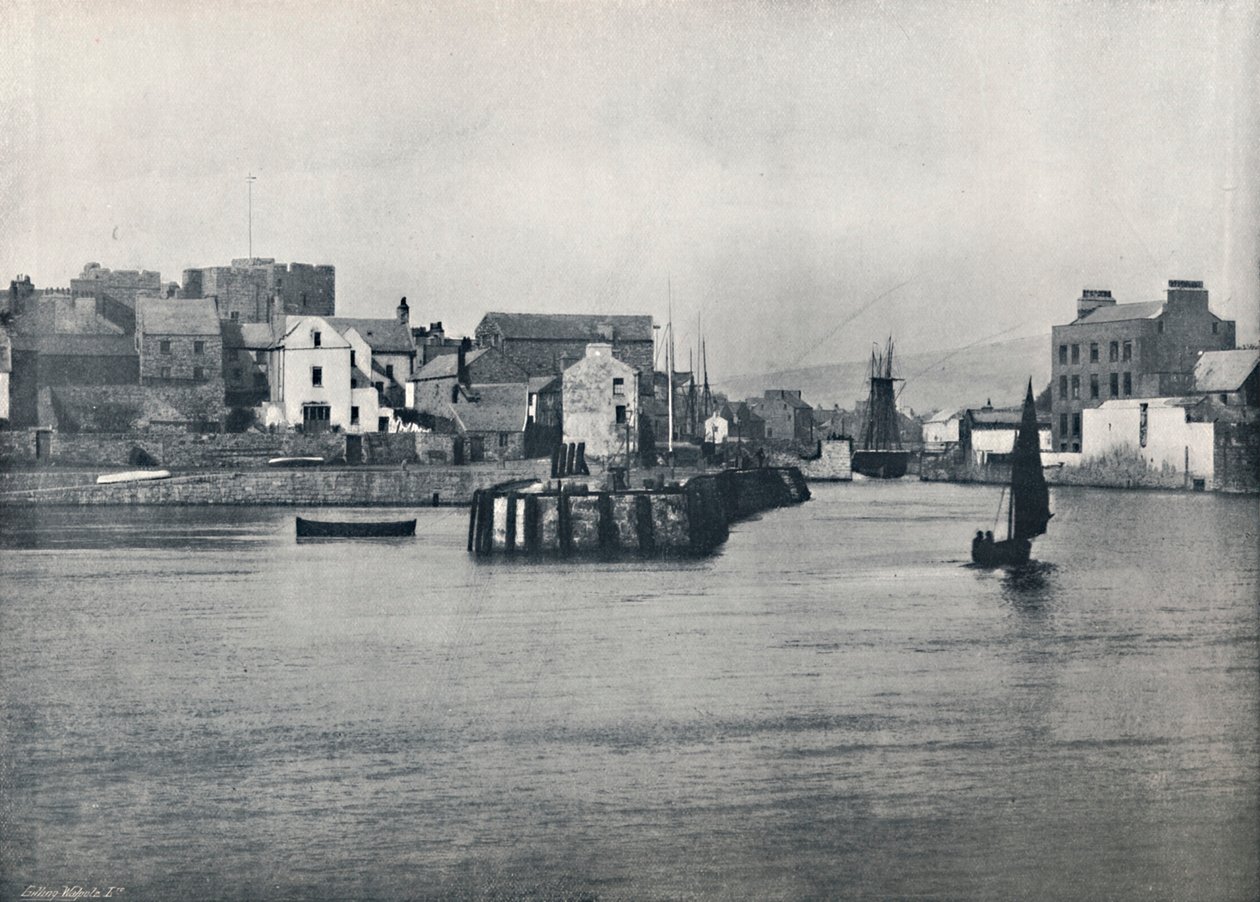 Castletown - Vanaf de pier, met uitzicht op het kasteel van Rushen, 1895 door Unbekannt