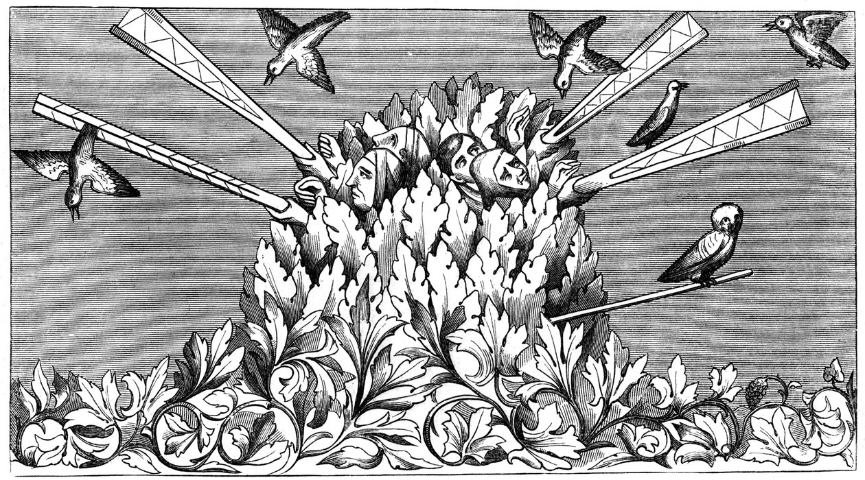 Vogels vangen, 14e eeuw, 1849 door Unbekannt