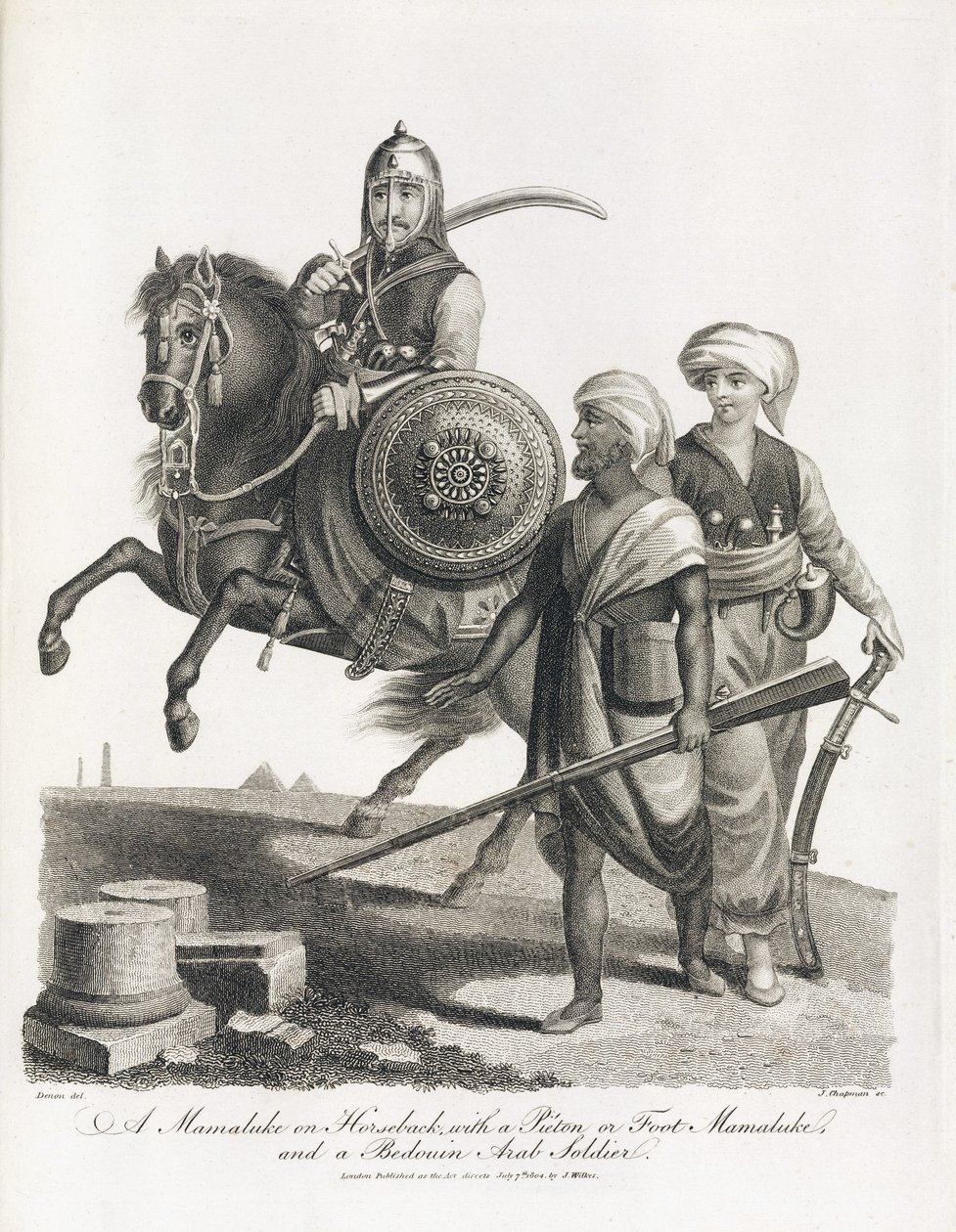 Mamelukse ruiter en soldaten van de mamelukse infanterie en bedoeïen, in 1804 door Unbekannt