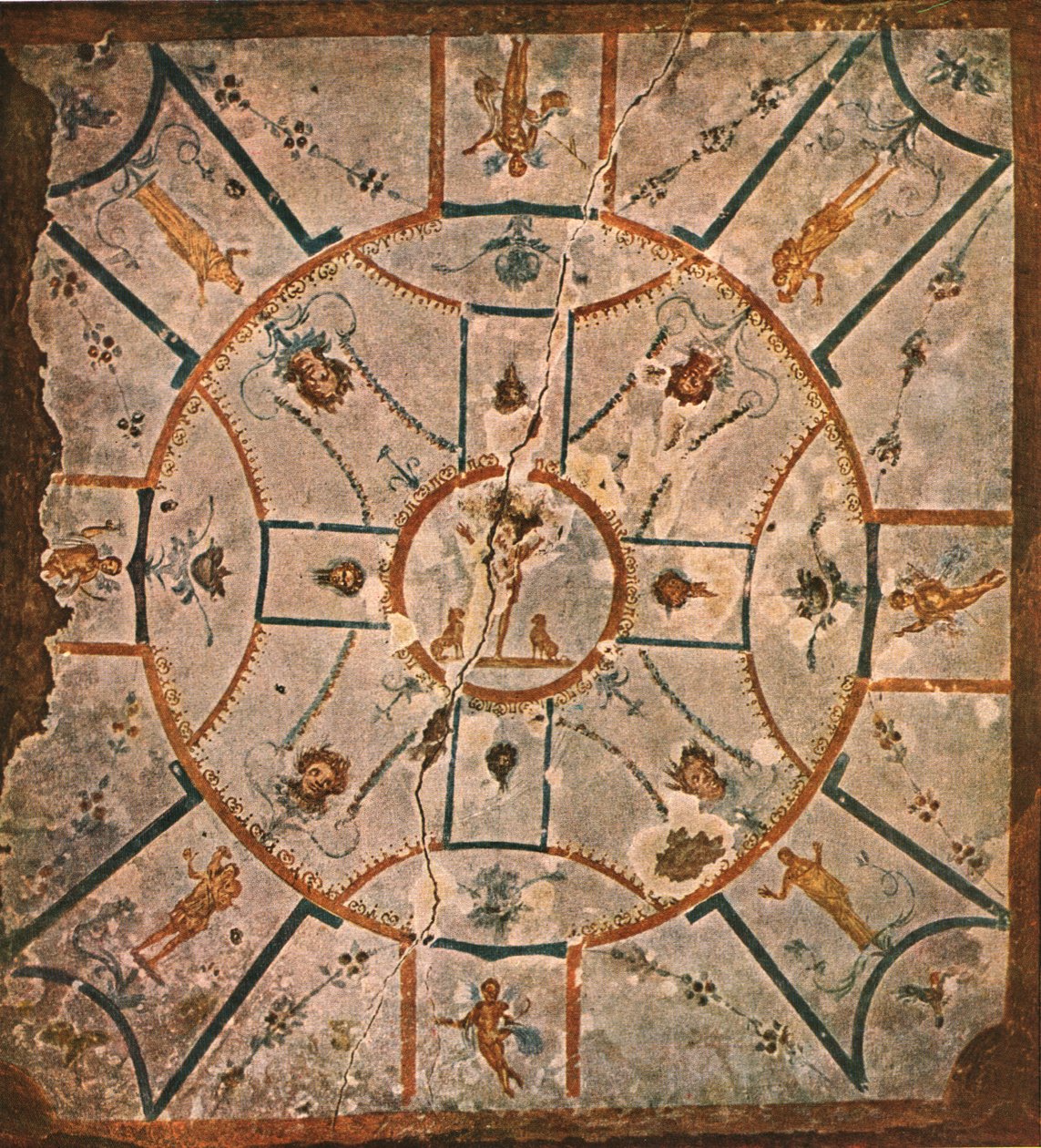 Plafond in de Kamer van het Hypogeum van Lucina...Rome, Italië, 1928 door Unbekannt