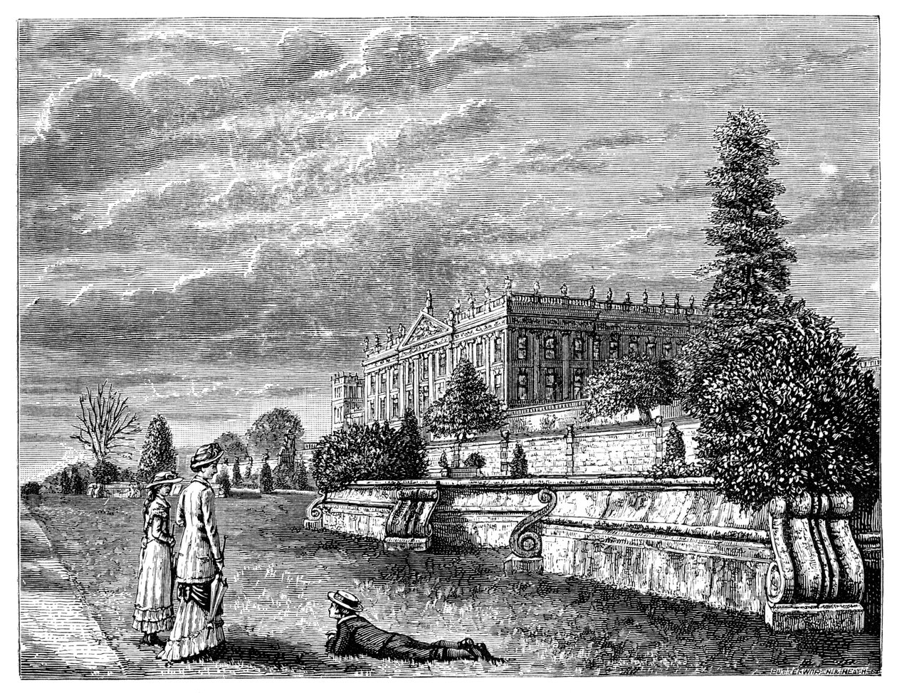 Chatsworth House vanuit het zuidwesten, 1900 door Unbekannt