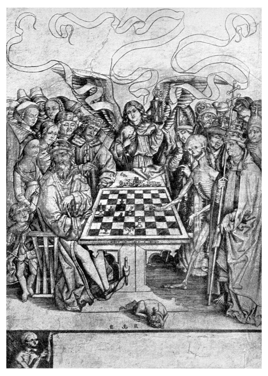 Schaken: De dood geeft schaakmat aan een koning, c1400 door Unbekannt
