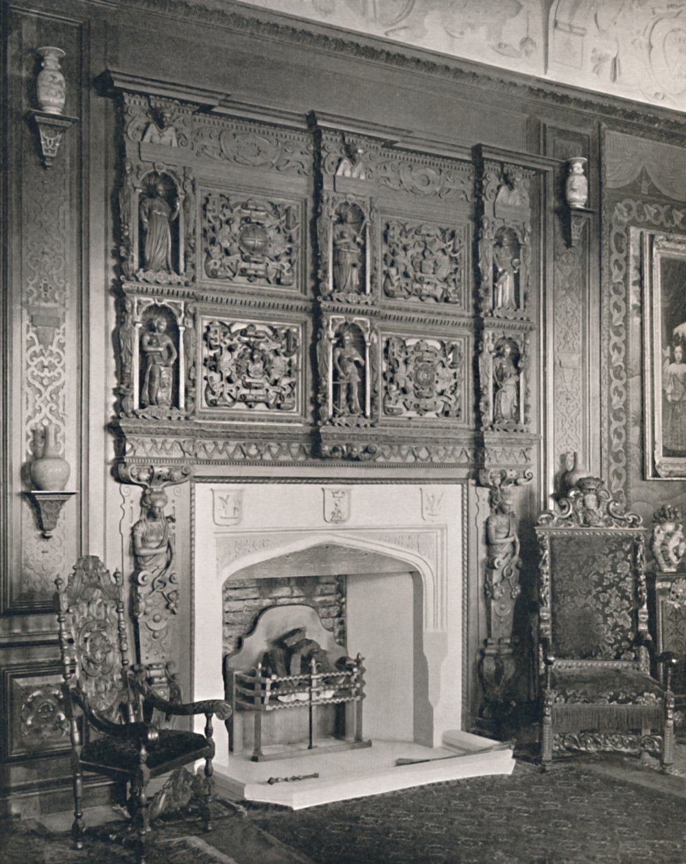 Schouw in de King William Drawing Room, Castle Ashby, 1927 door Unbekannt