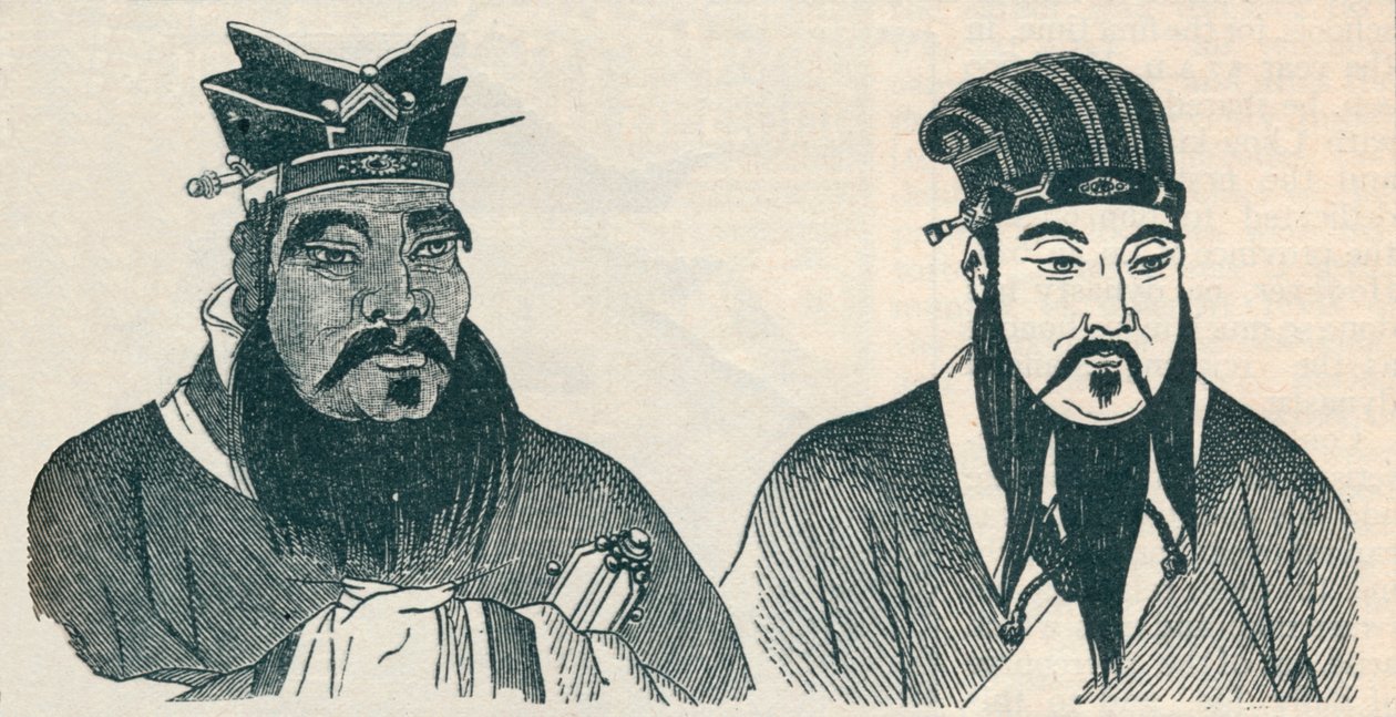 Chinese portretten van Confucius en zijn grote volgeling Mencius, 1907 door Unbekannt