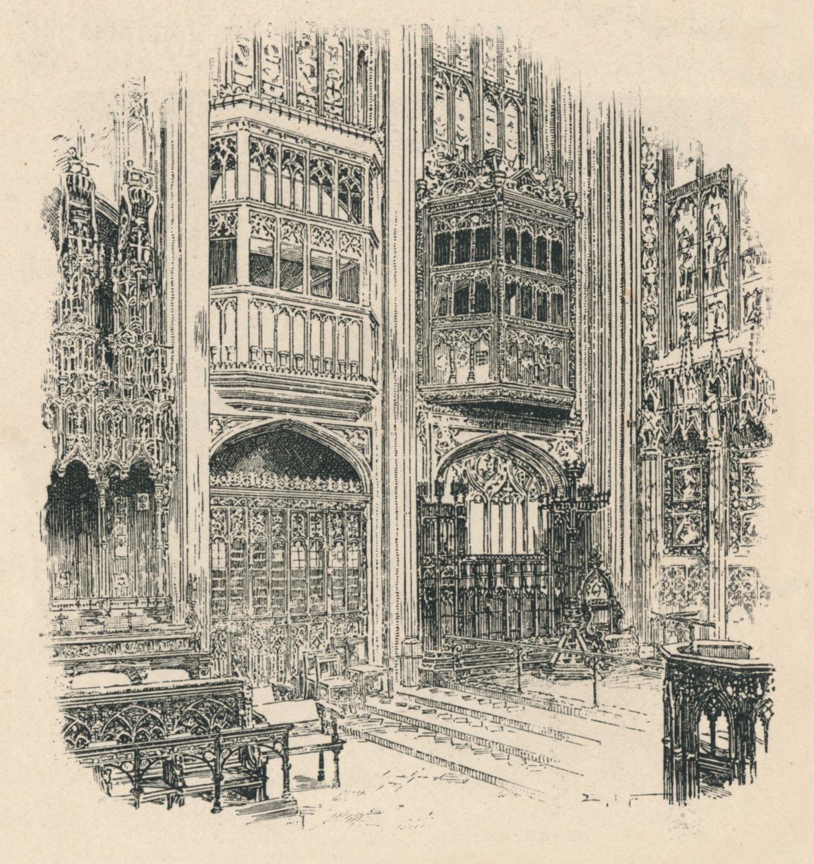 Koorbanken en Koninklijke Kast, St. Georges Kapel, 1895 door Unbekannt