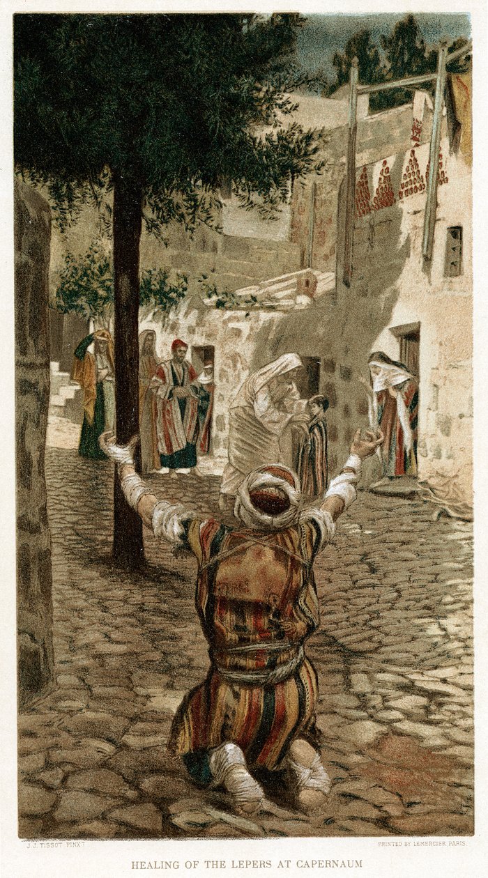 Christus geneest de melaatsen in Kapernaüm, ca. 1890 door Unbekannt