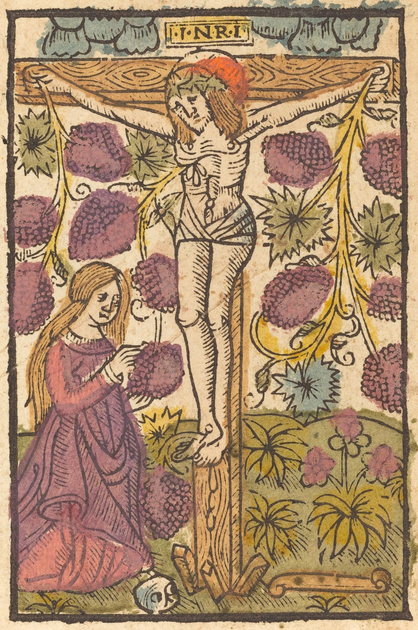 Christus aan het kruis met een wijnstok, ca. 1490-1500 door Unbekannt