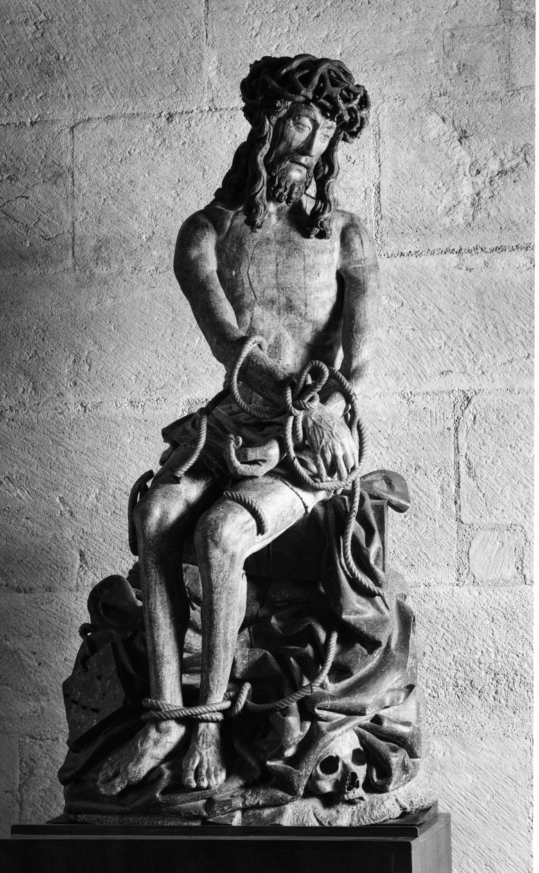 Christus met banden Beeldhouwwerk. Hospices Civiles de Beaune gesticht in 1443 door kanselier Nicolas Rolin, Beaune (Côte d