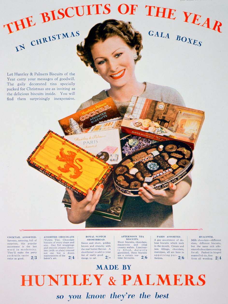 Kerstadvertentie voor Huntley en Palmers biscuits, 1935 door Unbekannt