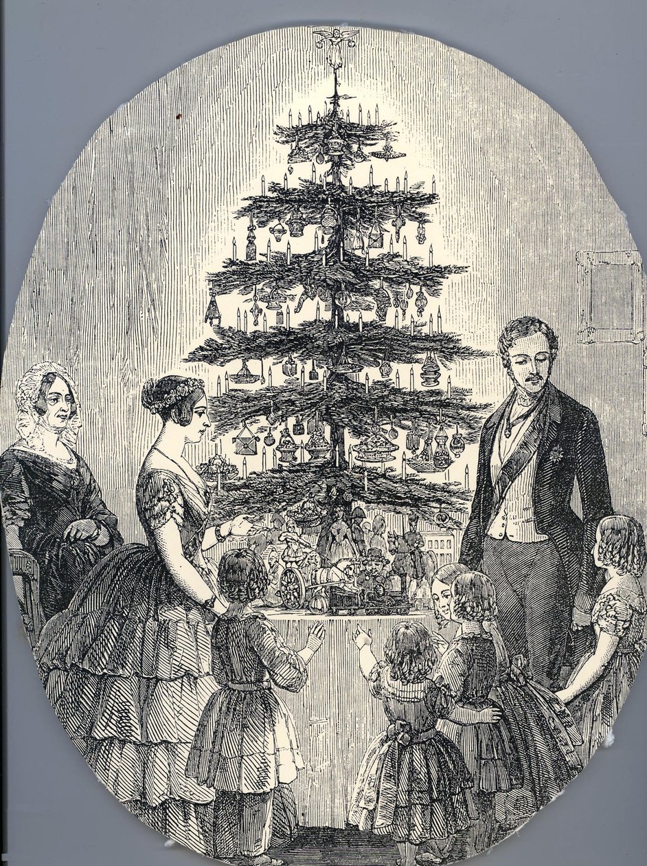 Kerstmis met koningin Victoria, prins Albert, hun kinderen en de moeder van koningin Victoria, in 1848 door Unbekannt