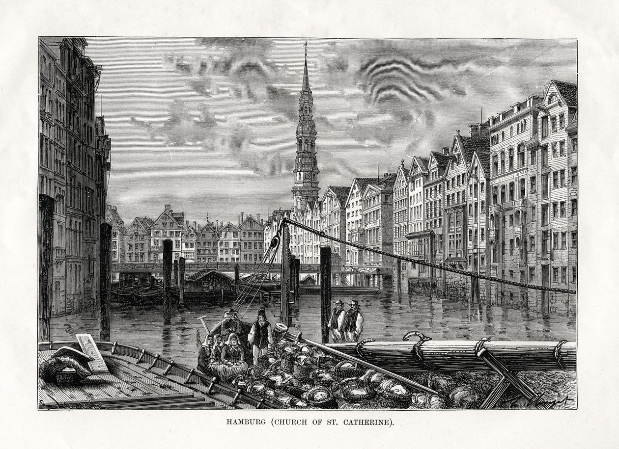 Kerk van St. Catherine, Hamburg, Duitsland, 1879 door Unbekannt