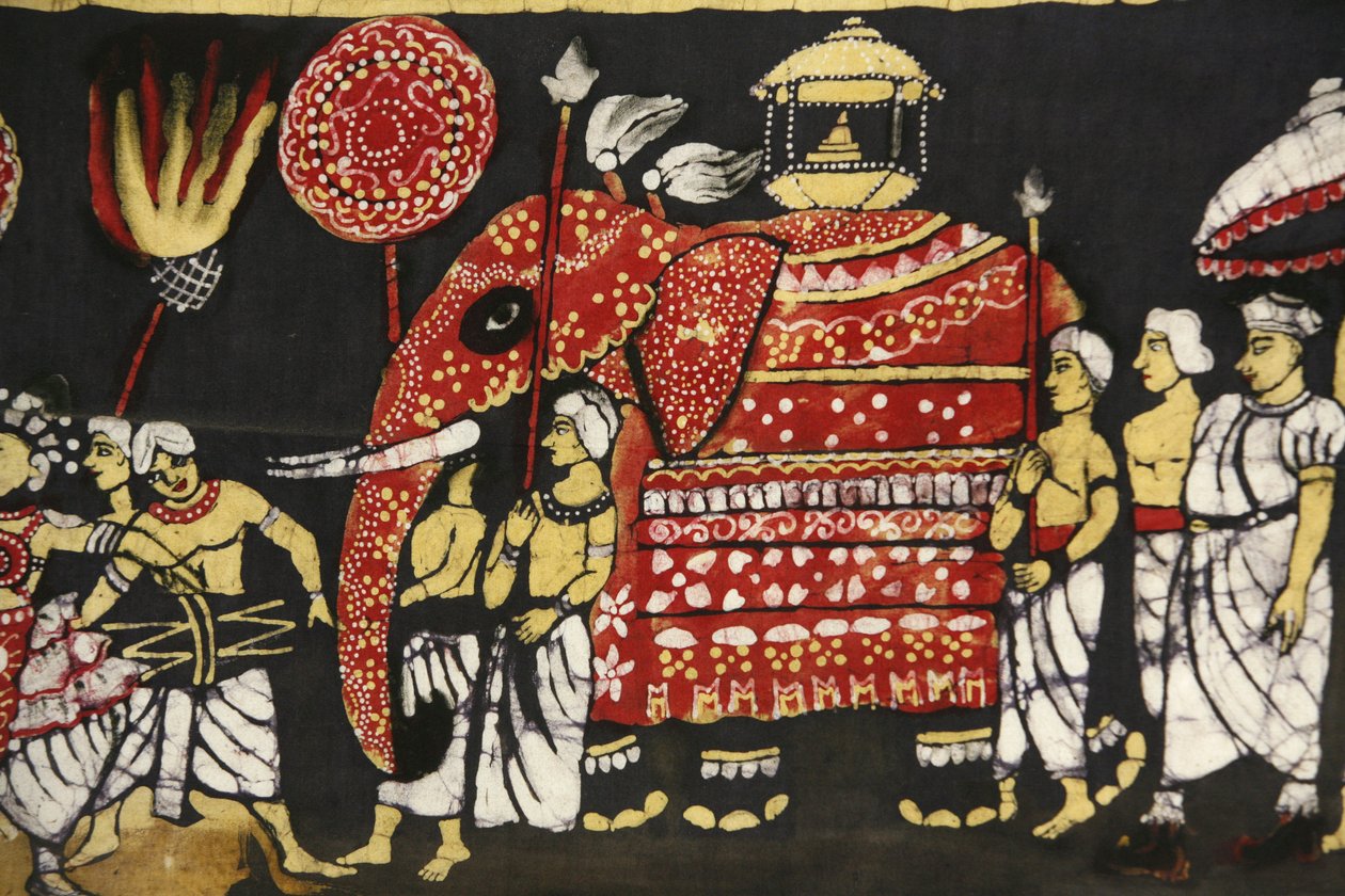 Doekprint met afbeelding van de heilige Boeddha tand relikwie pelgrimstocht in Kandy, Sri Lanka Parijs Frankrijk door Unbekannt
