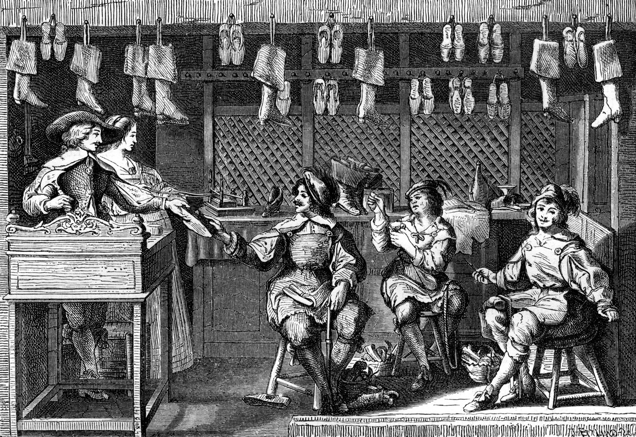 Schoenmakerswinkel tijdens de tijd van Lodewijk XIII van Frankrijk, 17e eeuw 1882-1884 door Unbekannt