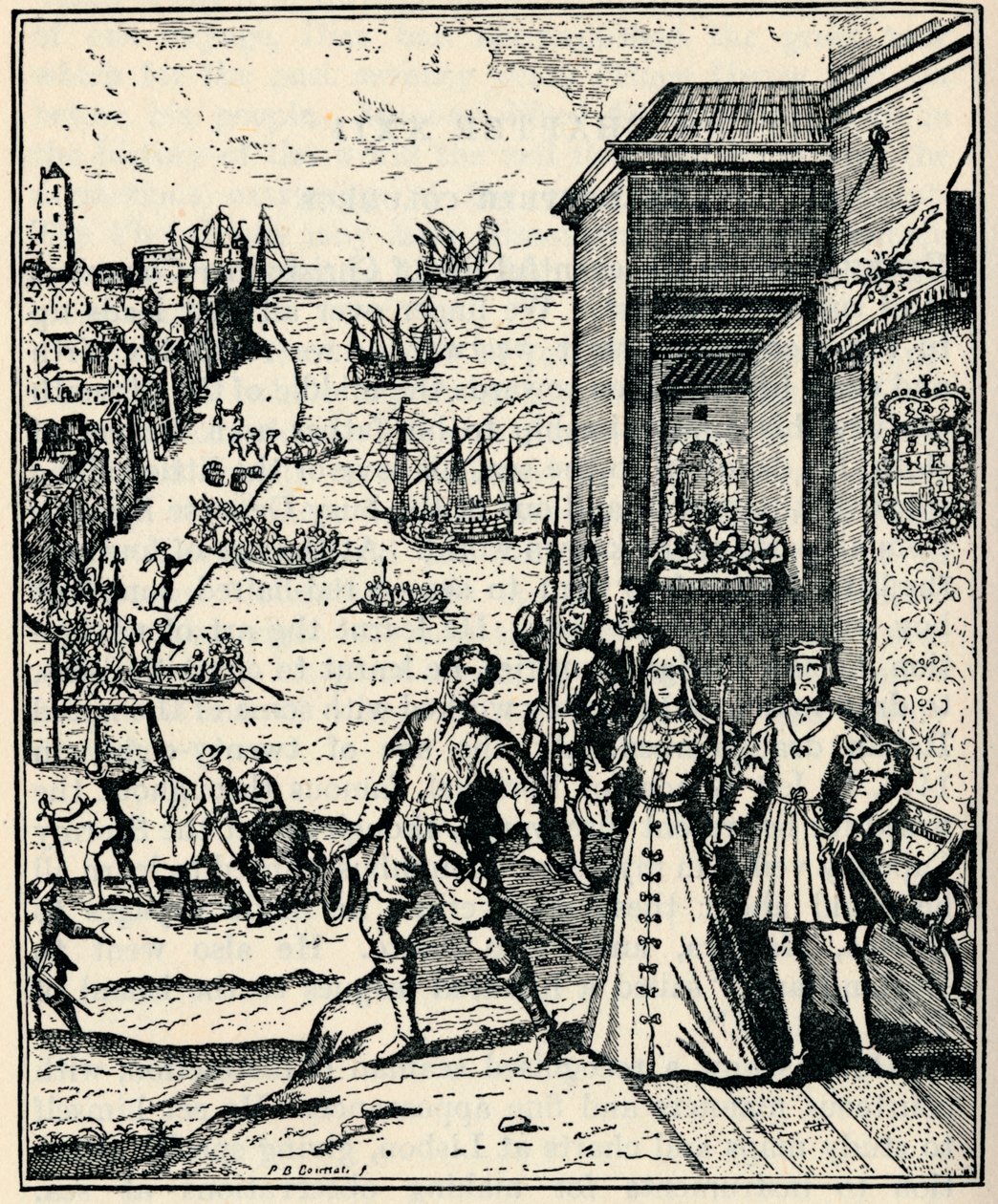 Columbus met Ferdinand en Isabella, 3 augustus 1492, 1912 door Unbekannt