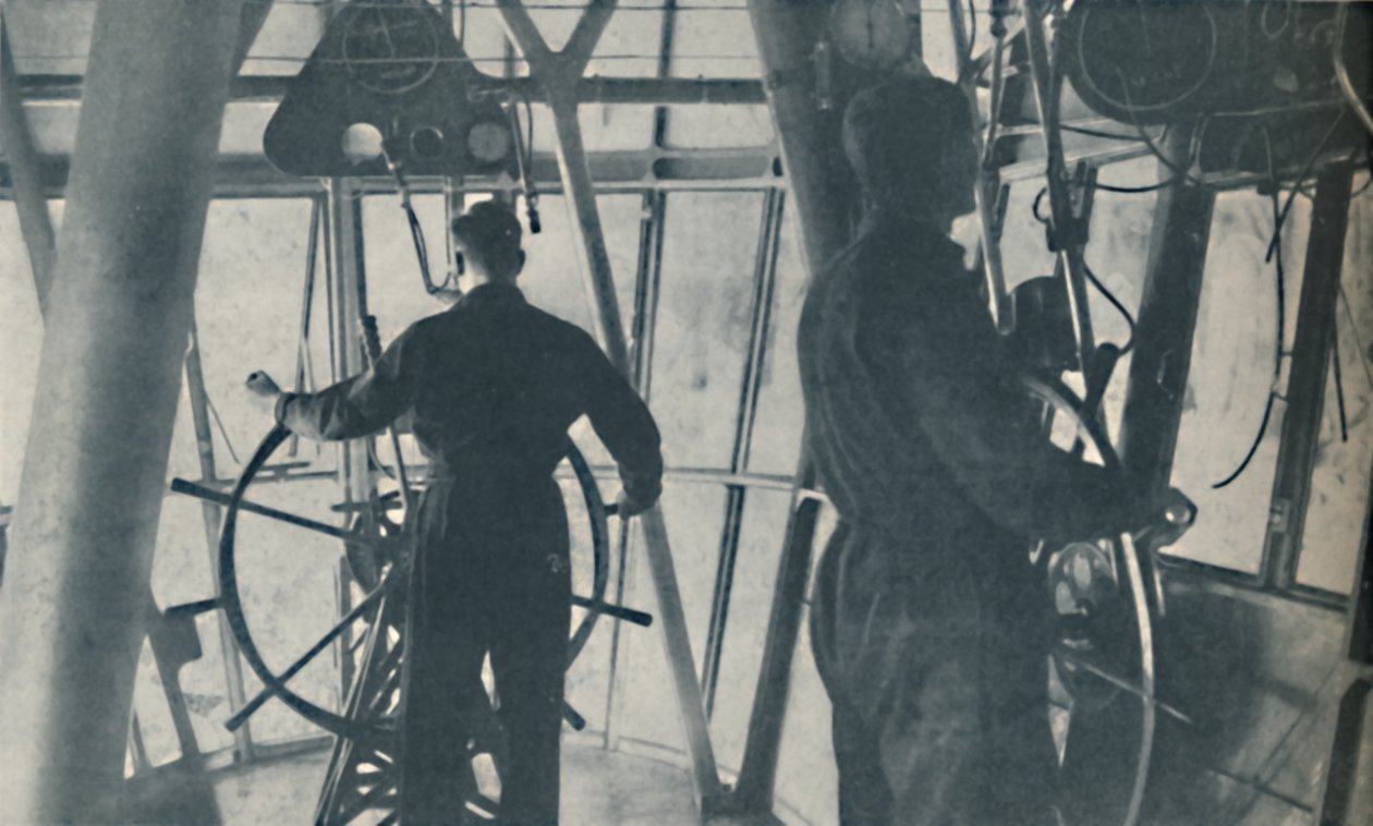 Comfort voor passagiers en de cabine van een wonderbaarlijke centrale controle, ca. 1935 door Unbekannt