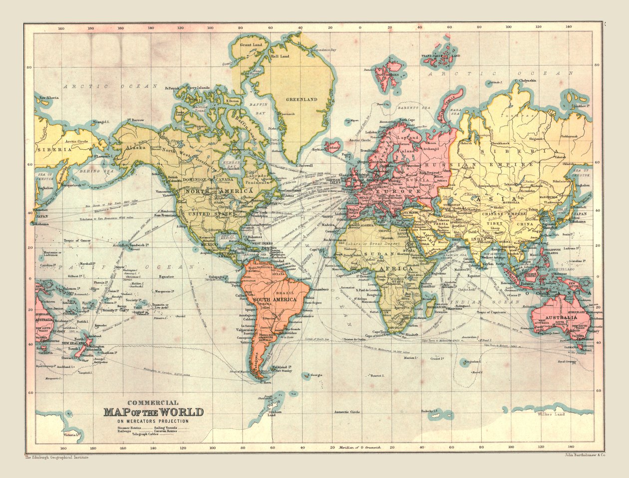 Commerciële Kaart van de Wereld, 1902 door Unbekannt