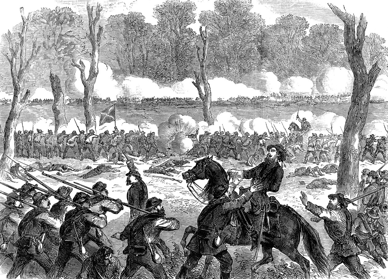 Confederate Generaal Hood gewond in de slag bij Chickamauga, Amerikaanse Burgeroorlog, 1863 door Unbekannt
