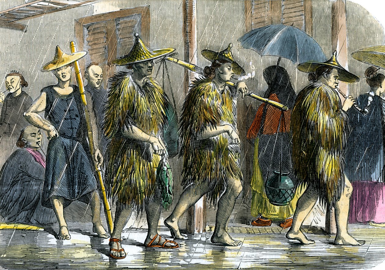Koelies in Hong Kong, bij nat weer, c1875 door Unbekannt
