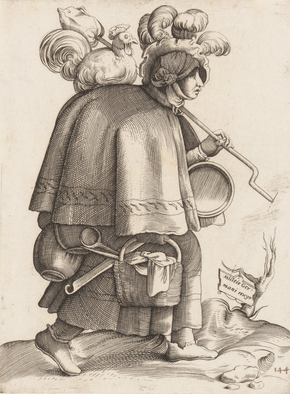 Kostuumplaat: Vrouw van een krijger uit Duitsland, ca. 1558-70 door Unbekannt