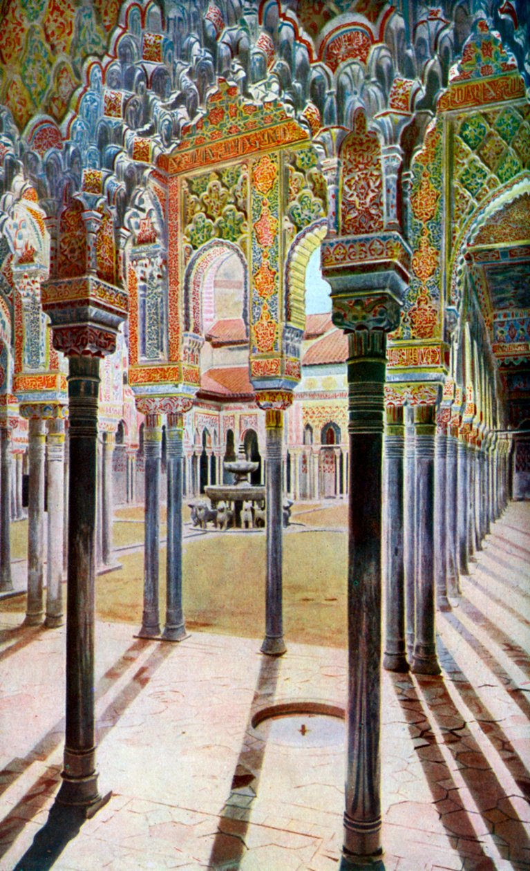 Hof van de Leeuwen, het Alhambra, Granada, Andalusië, Spanje, c1924 door Unbekannt