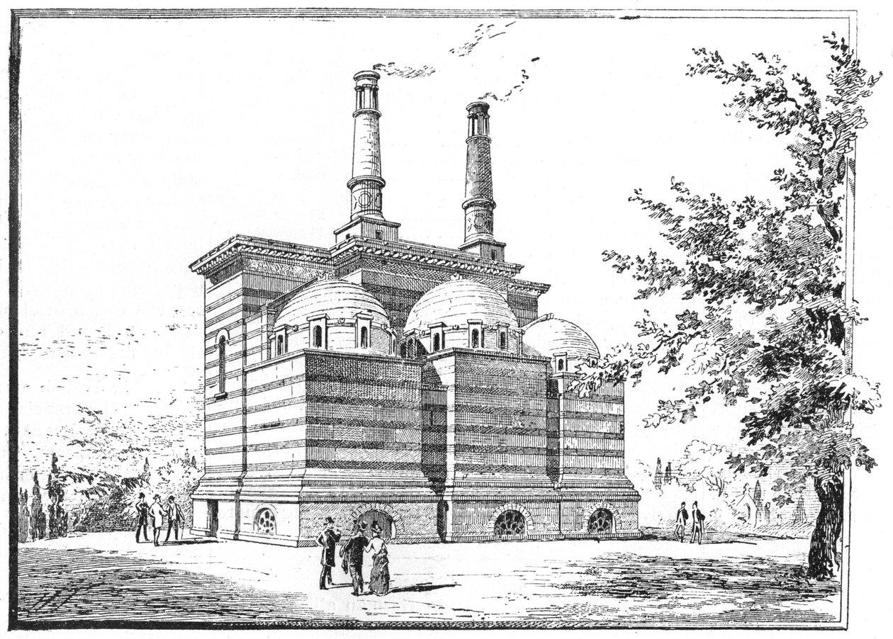 Crematorium, Père Lachaise begraafplaats, Parijs, 1888 door Unbekannt