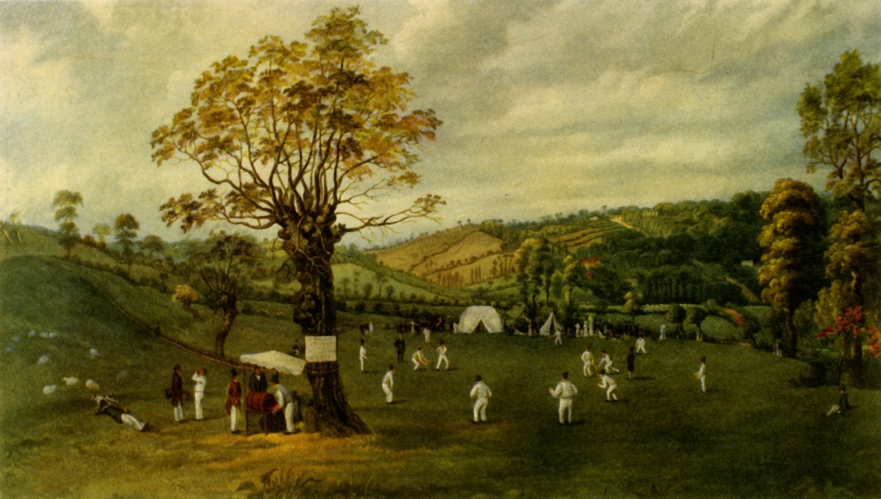 Cricketwedstrijd tussen Nottingham en Leicester, c.1829, 1947 door Unbekannt