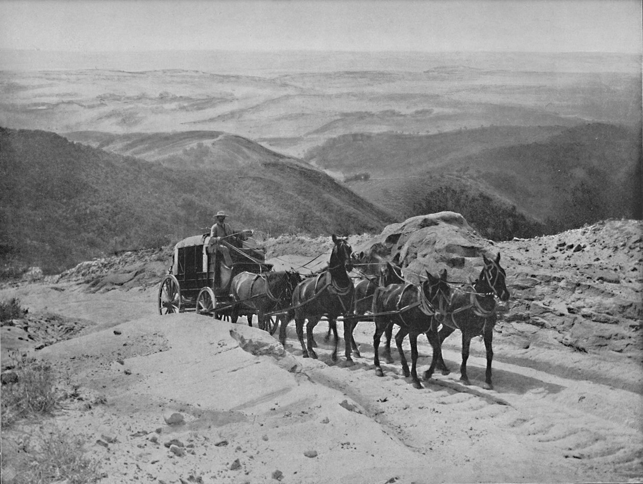 Oversteek van San Marcos Pass, Californië, ca. 1897 door Unbekannt