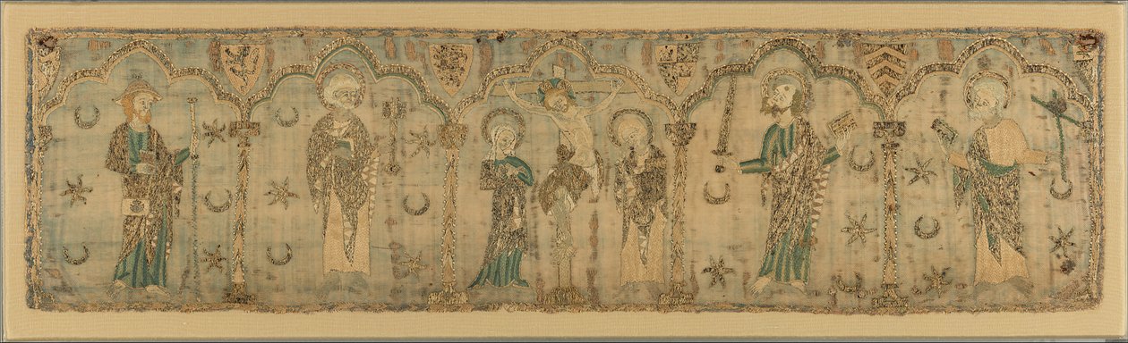 Kruisiging geflankeerd door heiligen, Brits, ca. 1270 waarschijnlijk voor 1272 door Unbekannt