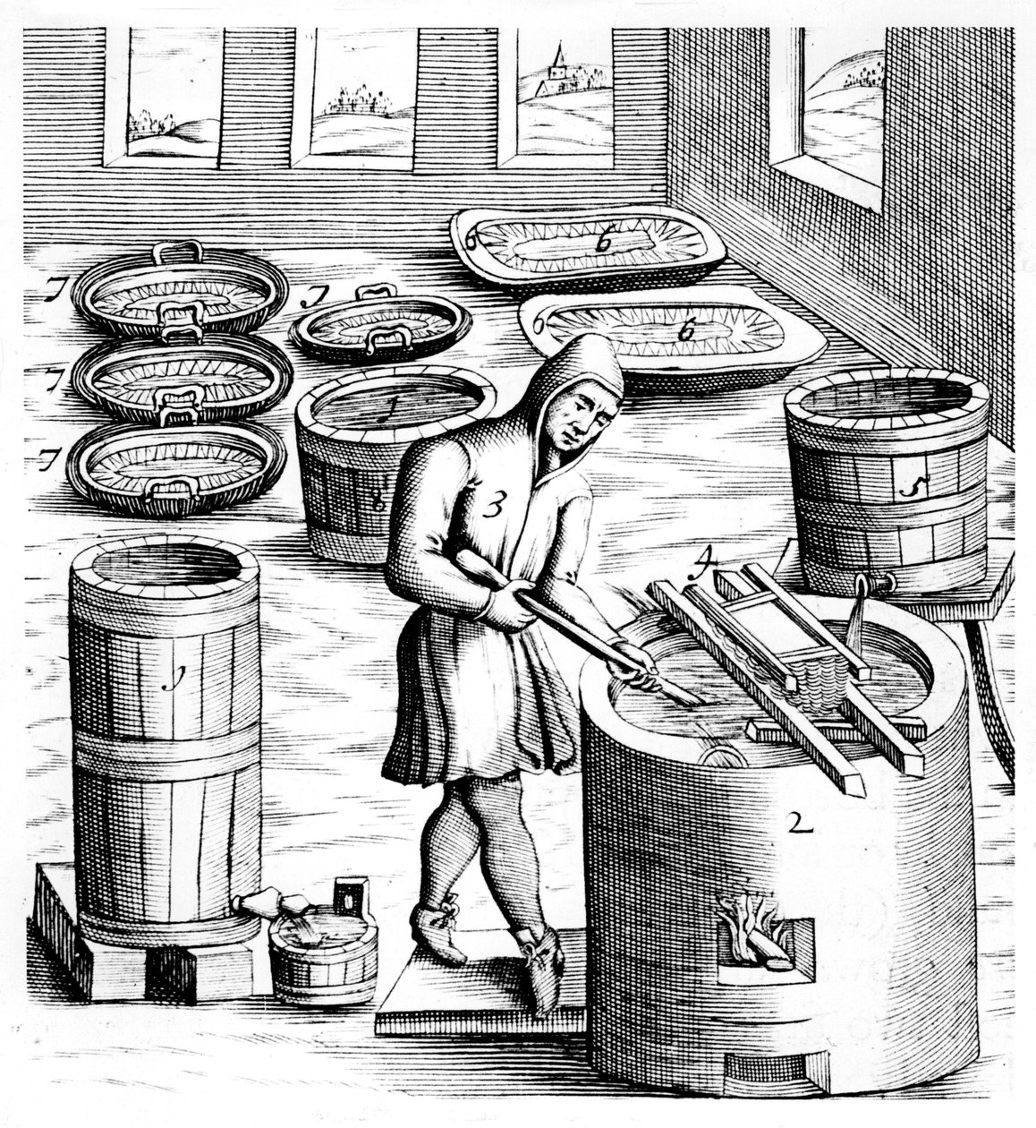 Kristallisatie van salpeter, kaliumnitraat, of KNO3, 1683 door Unbekannt