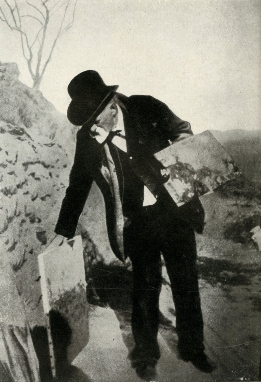 Cézanne met schilderij en palet, c1900, 1947 door Unbekannt
