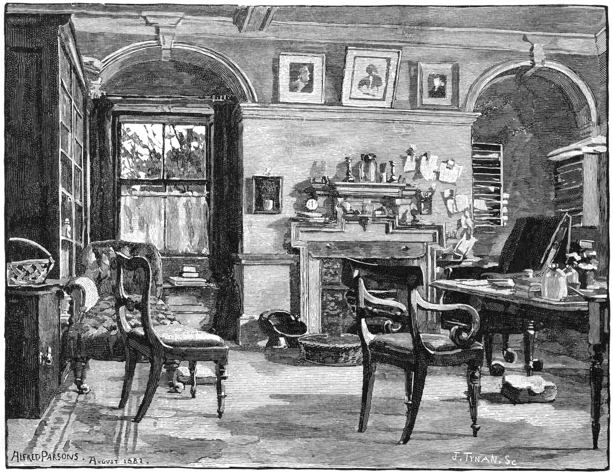 Darwins studeerkamer in Down House, zijn huis nabij Beckenham, Kent, 1883 door Unbekannt