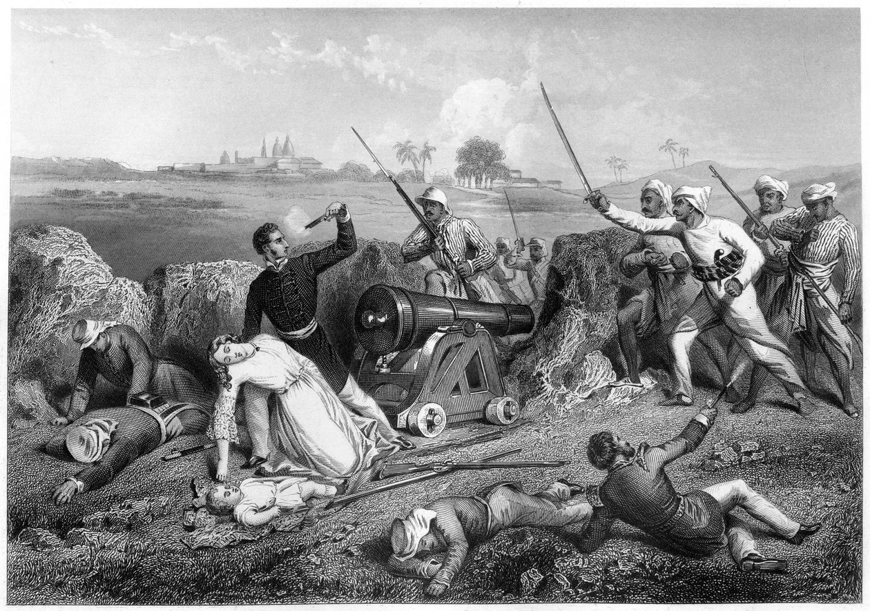 De dood van majoor Skene en zijn vrouw in Jhansi, 1857 door Unbekannt