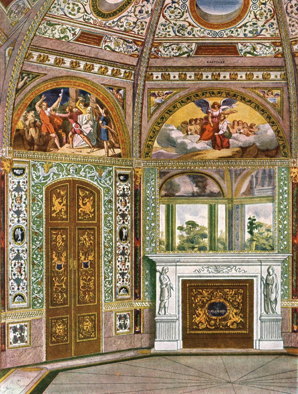 Decoratie in het Octagon Garden Pavilion in Buckingham Palace, Londen, 1928 door Unbekannt