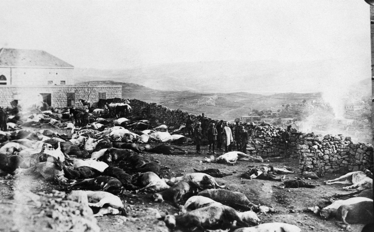 Verdediging van de Citadel van Rachaya, Druzenopstand, Jabal el Druze, Syrië, 1925 door Unbekannt