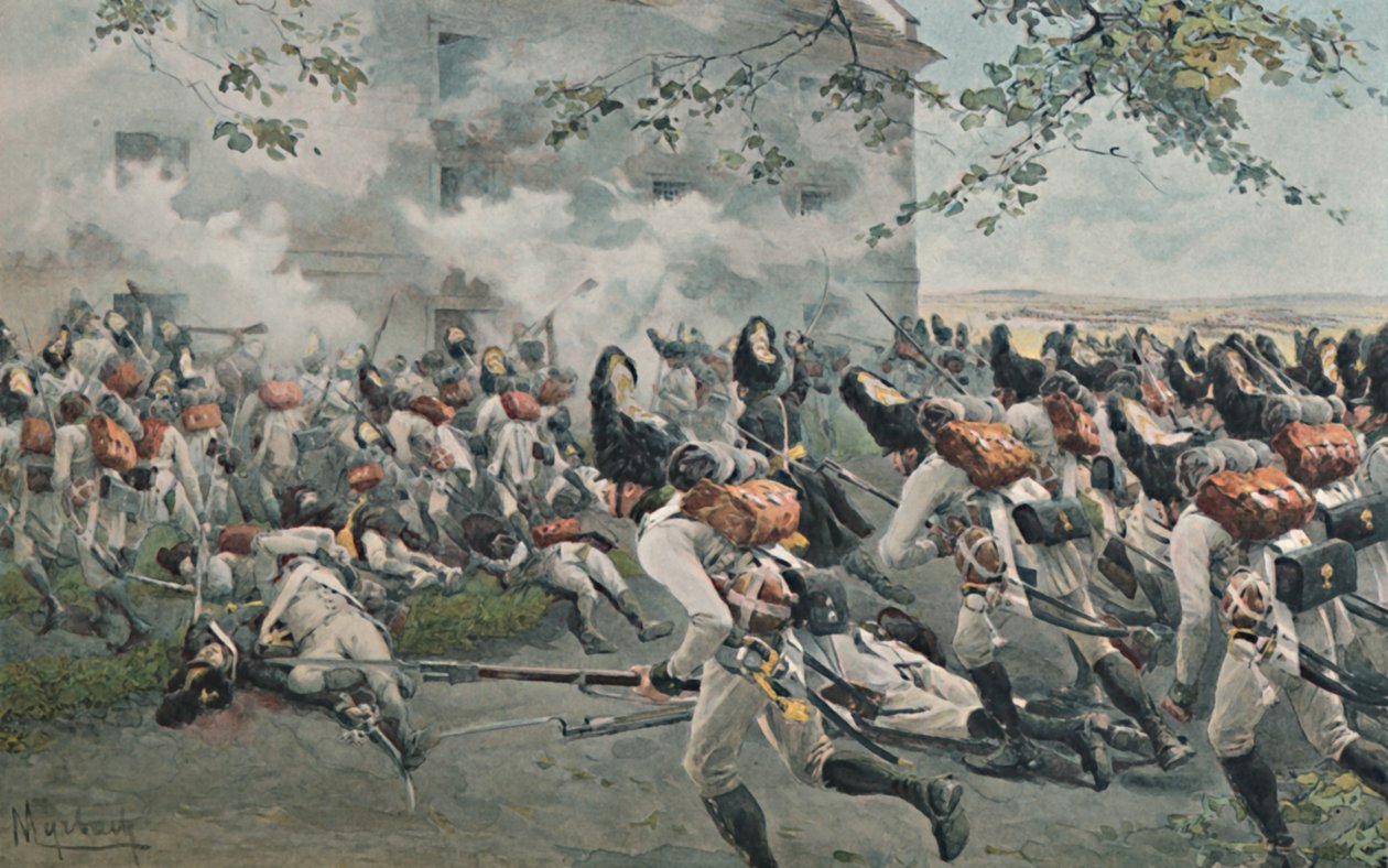 Verdediging van de graanschuur bij Essling, 1809 door Unbekannt