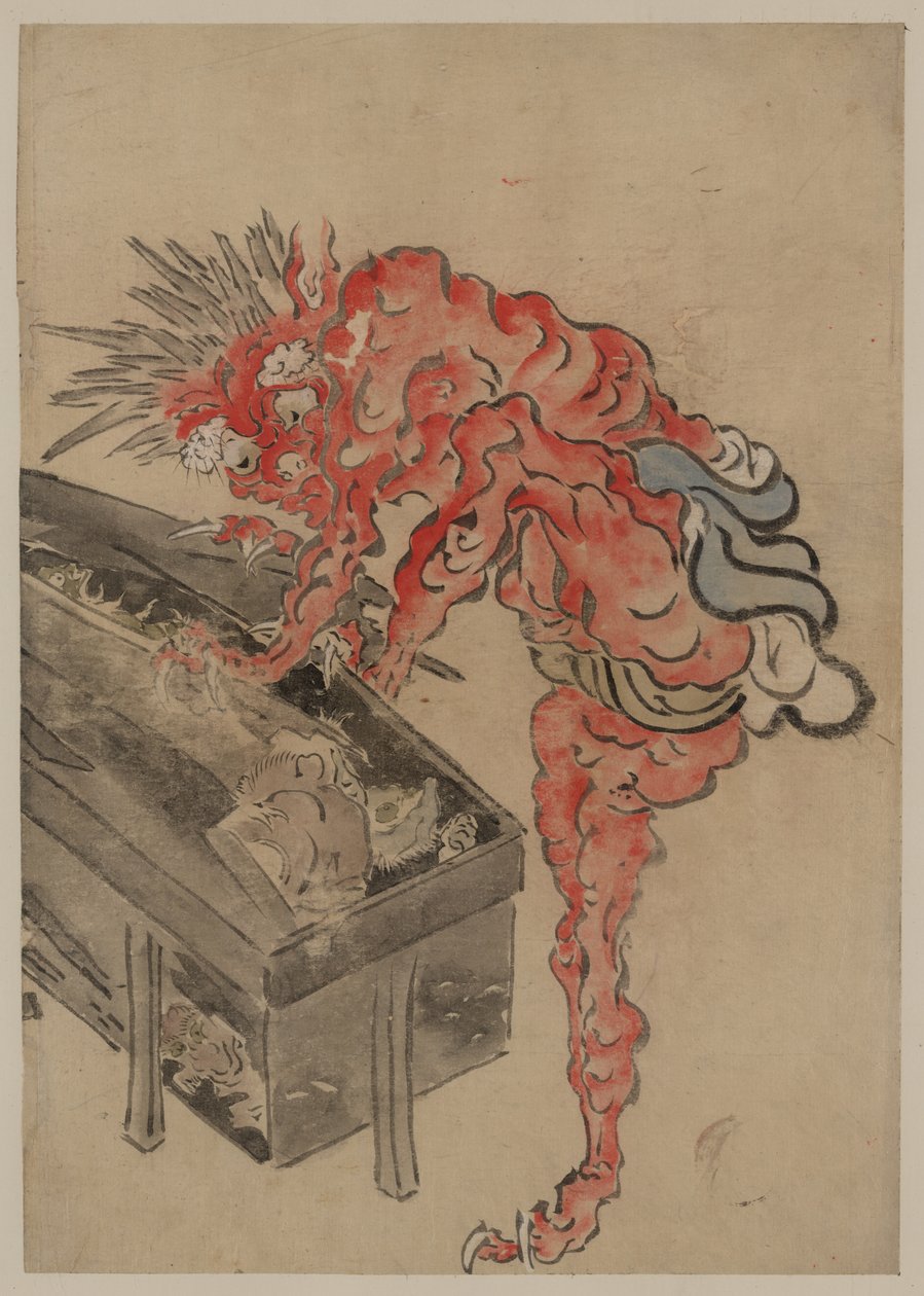 Demon, mogelijk Ibaraki, opent een doos, begin 19e eeuw door Unbekannt