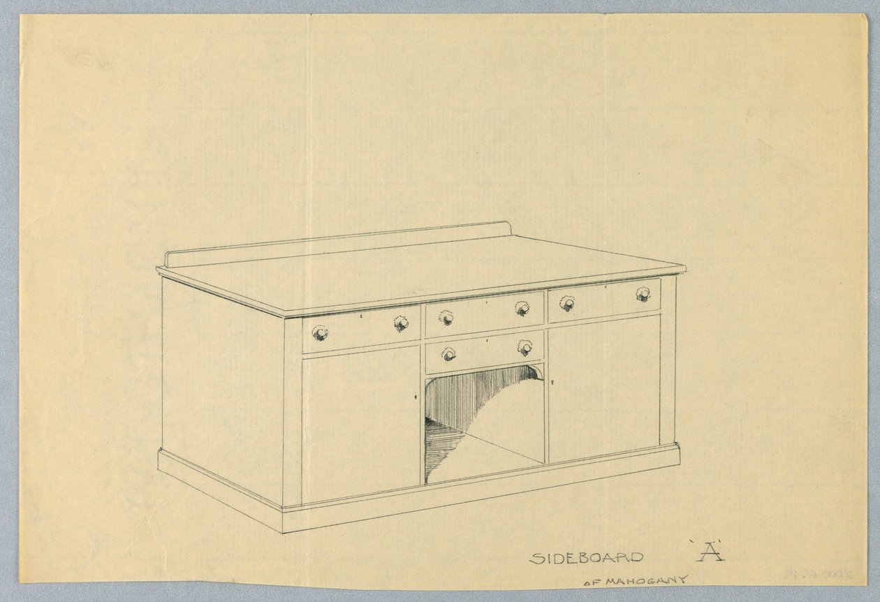 Ontwerp voor Dressoir A van Mahonie, 1900-1905 door Unbekannt