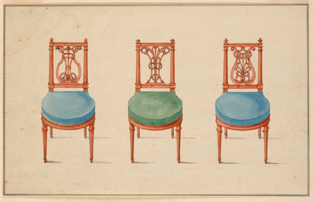Ontwerp voor Drie Stoelen door Unbekannt