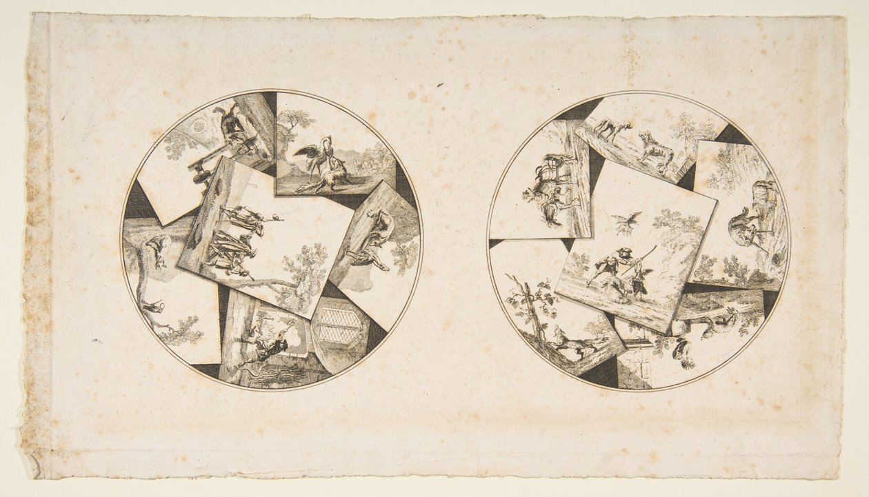 Ontwerpen voor Platen uit Oudrys Illustraties bij La Fontaines Fabels, na 1755 door Unbekannt