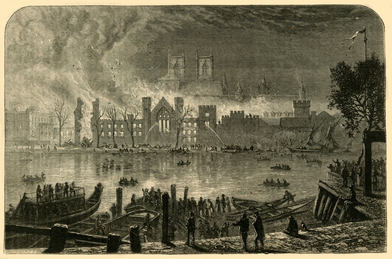 Vernietiging van de oude parlementsgebouwen, 16 oktober 1834, 1881 door Unbekannt