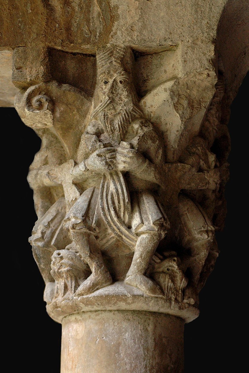 Detail van een kapiteel in het klooster Sant Pere de Galligants, 12e eeuw door Unbekannt