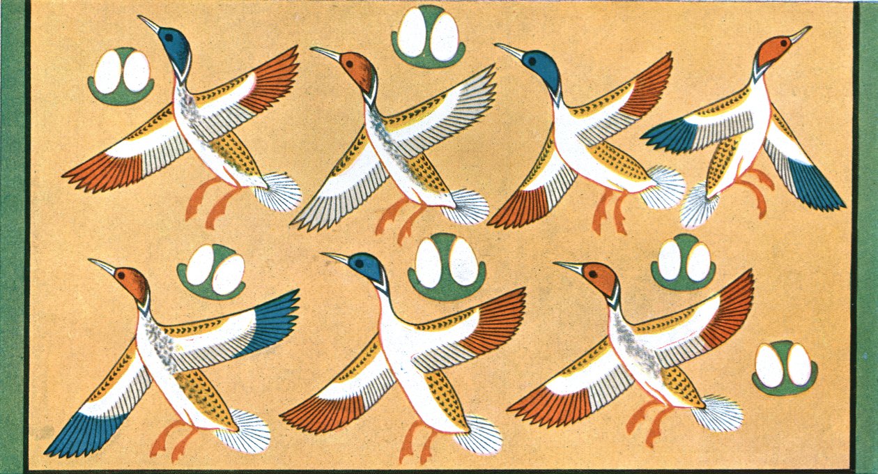 Detail van plafondschildering in het graf van Aichesi, Thebe, Egypte door Unbekannt