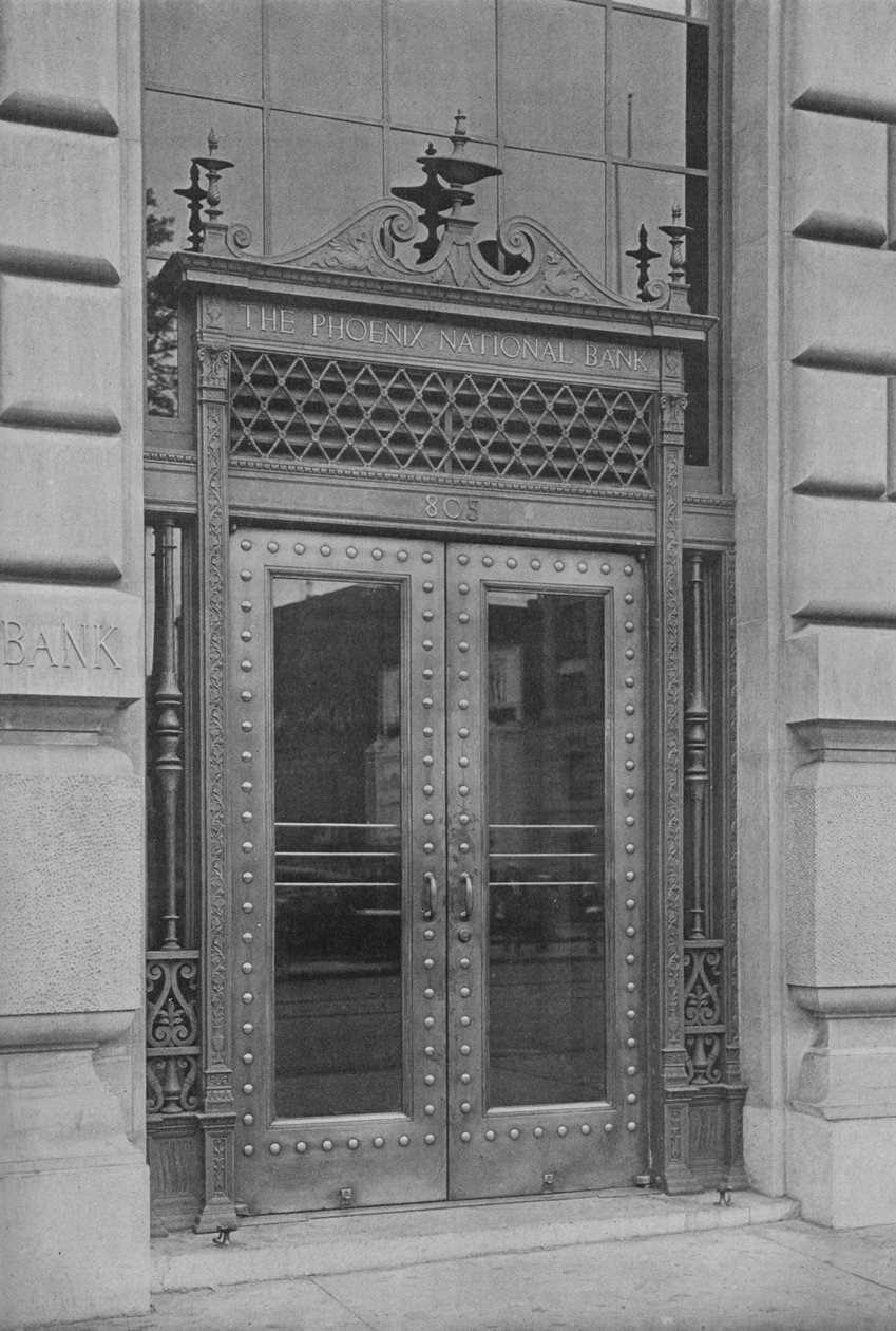 Detail van zij-ingangsdeur, Phoenix National Bank, 1924 door Unbekannt