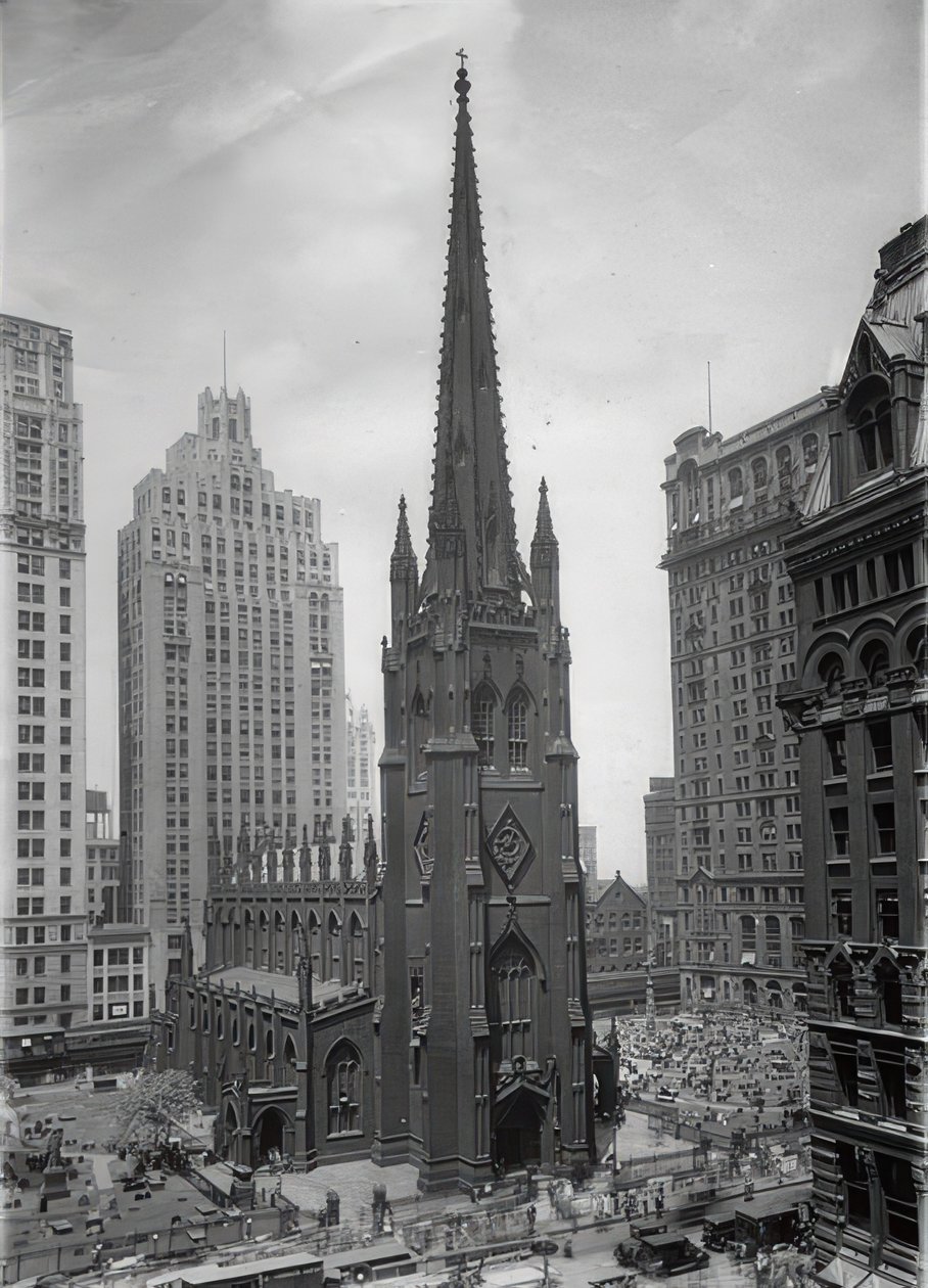 De Trinity Church in New York door Unbekannt