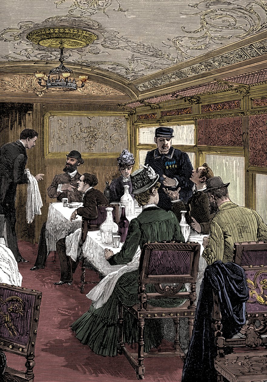 Eetwagon van de Oriënt Express, ca. 1885 door Unbekannt