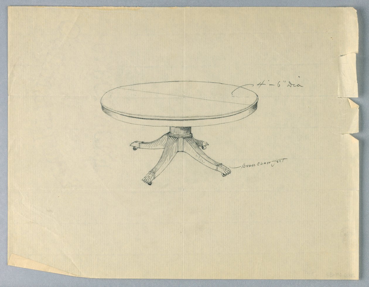 Tekening, Ontwerp voor een Ronde Tafel op Dierenpootvoeten door Unbekannt